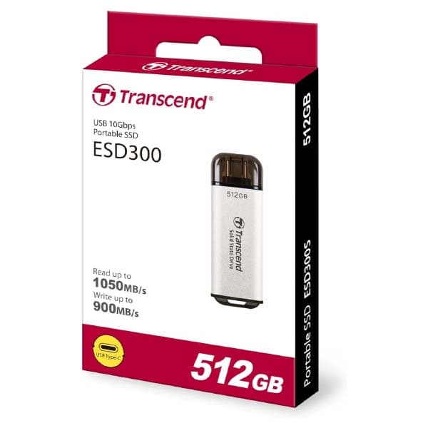 Transcend 300C 1TB USB C Portable External SSD (Silver) - 3