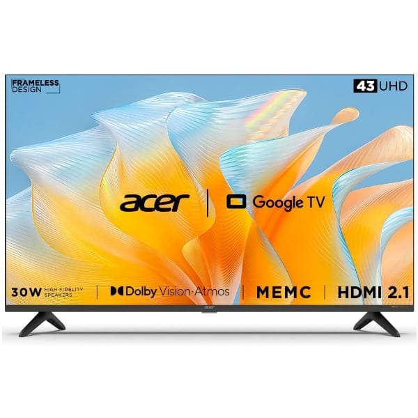 Acer 109 cm (43 inches) Advanced I Series 4K Ultra HD Smart LED Google TV, AR43GR2851UDFL (Black) - 1